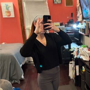 Anthropologie Black Pilcro V-Neck Sweater